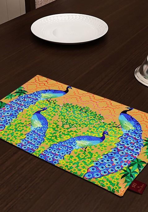 Green And Blue Set Of 4 Printed Table Placemats