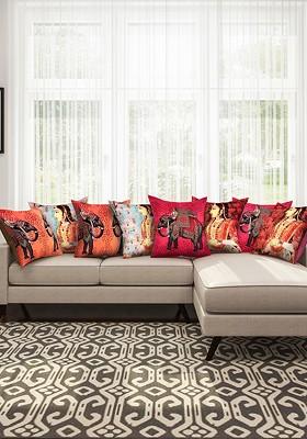 Multicoloured 16 X 16 Set Of 8 Square Cushion Covers