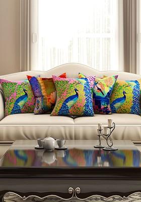 Multicoloured Set Of 5 16 X 16 Square Cushion Covers