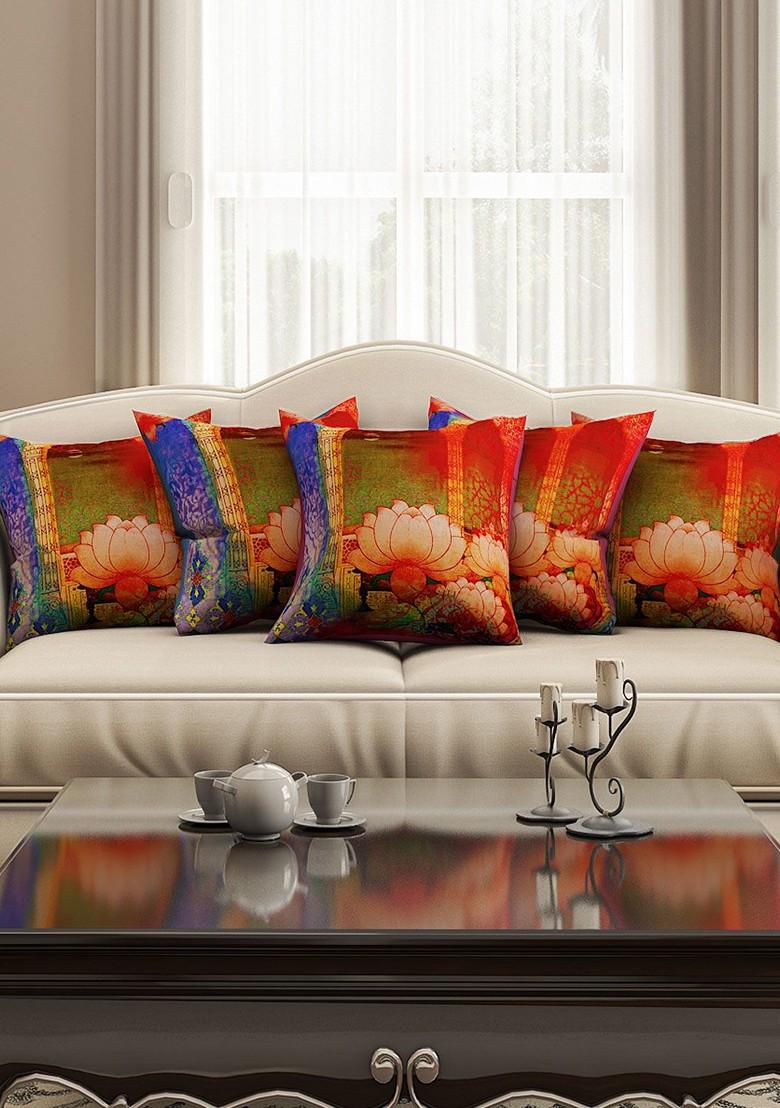 Multicoloured Set Of 5 16 X 16 Square Cushion Covers