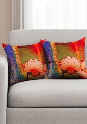 Multicoloured Set Of 2 16 X 16 Square Cushion Covers