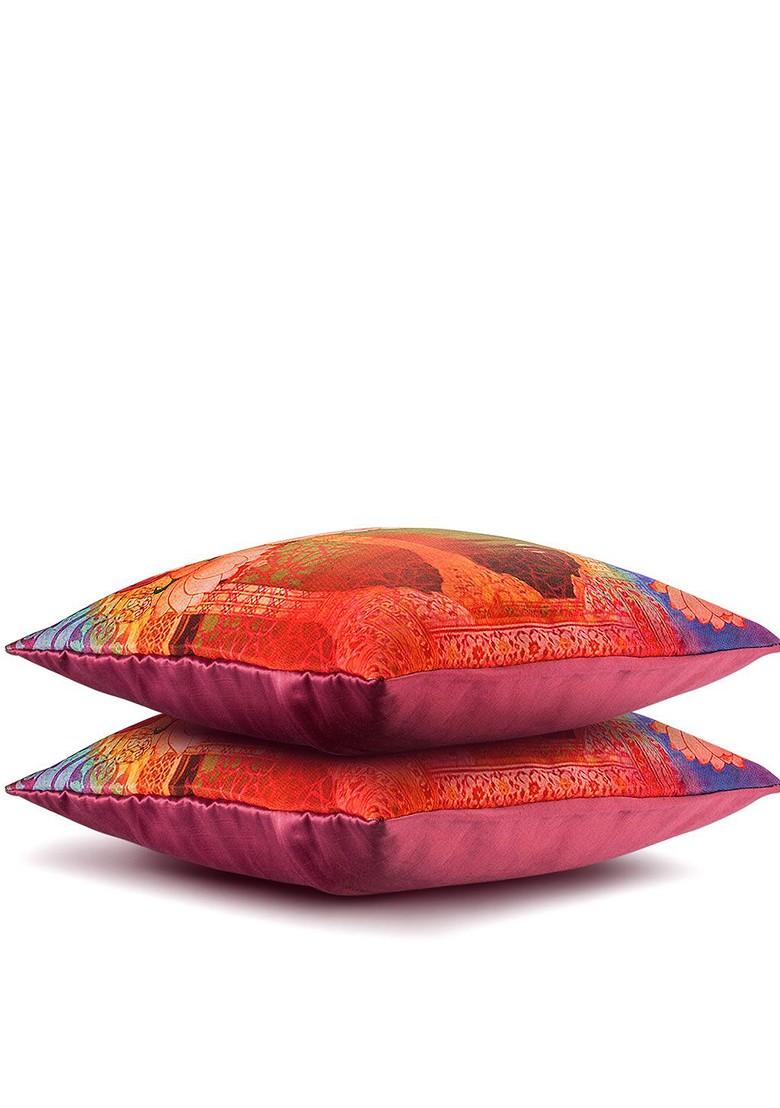 Multicoloured Set Of 2 16 X 16 Square Cushion Covers