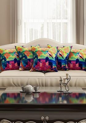 Multicoloured Set Of 5 16 X 16 Square Cushion Covers