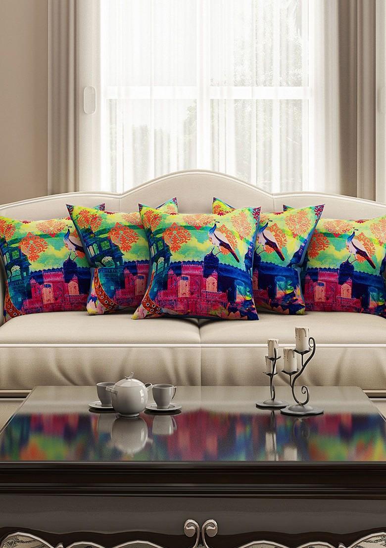 Multicoloured Set Of 5 16 X 16 Square Cushion Covers