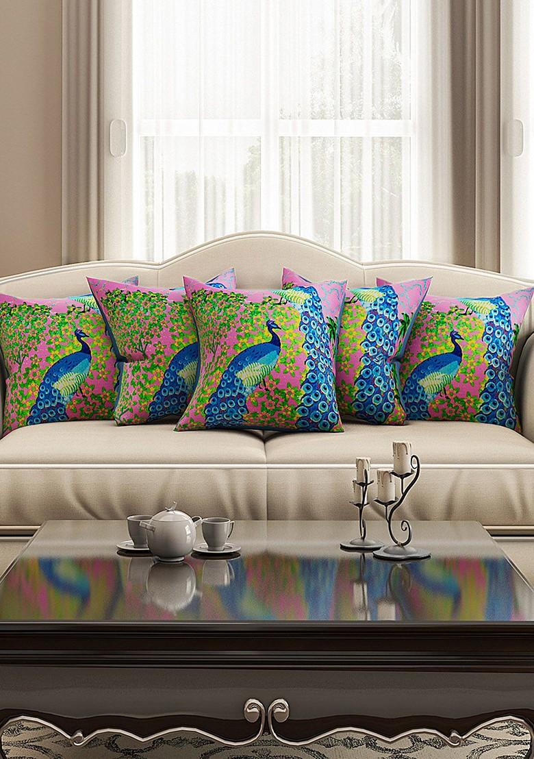 Pink Set Of 5 16 X 16 Square Cushion Covers