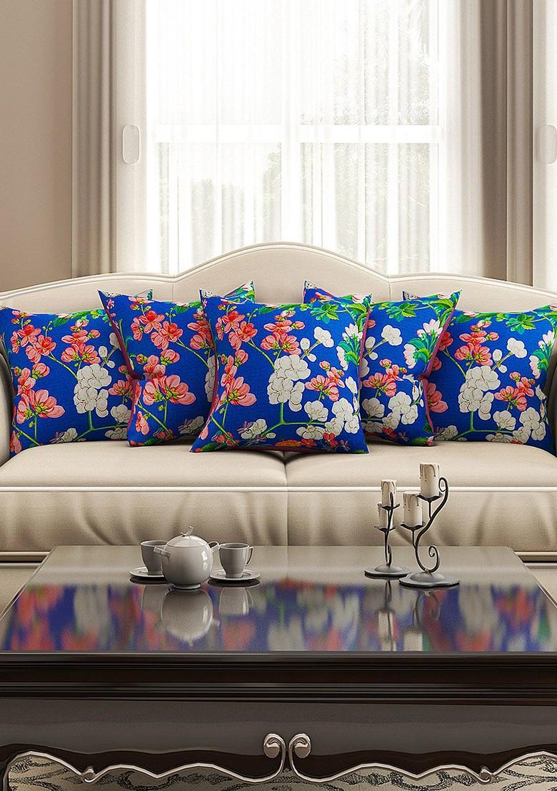 Blue Set Of 5 16 X 16 Square Cushion Covers