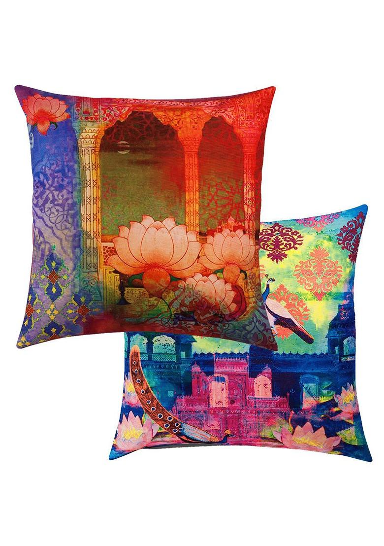 Multicoloured 16 X 16 Set Of 8 Square Cushion Covers