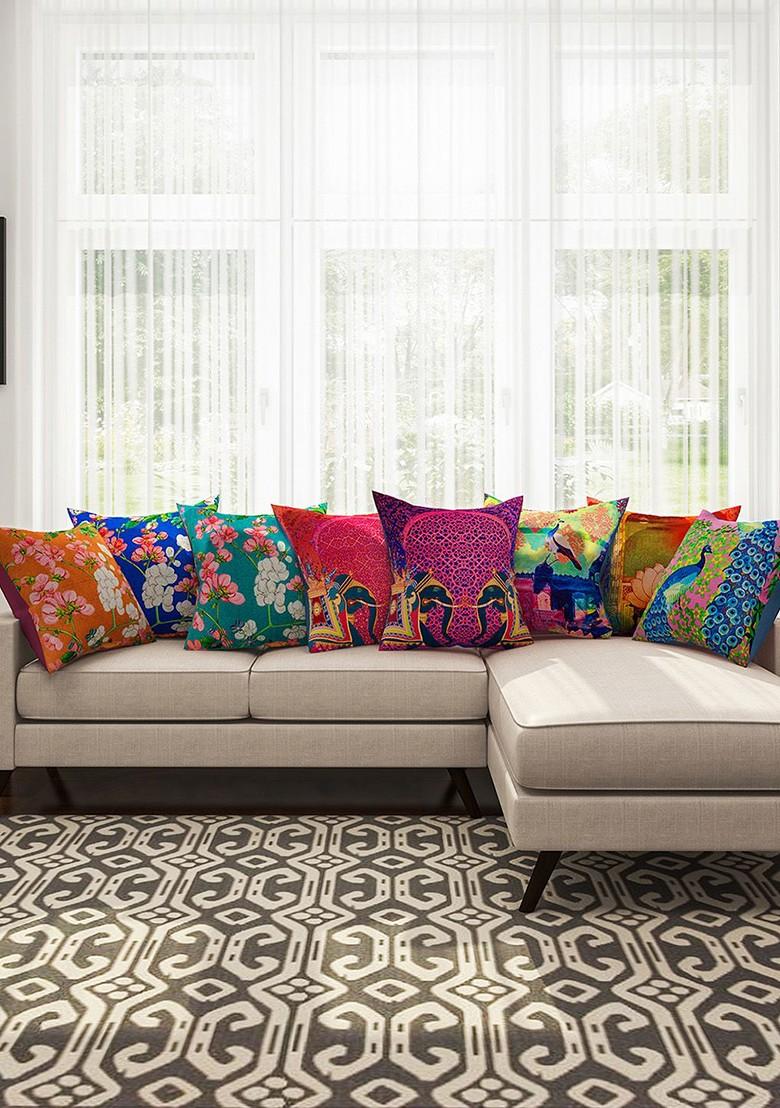 Multicoloured 16 X 16 Set Of 8 Square Cushion Covers