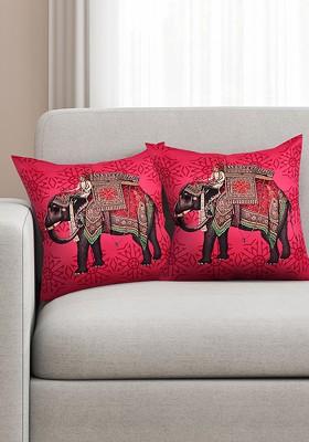 Pink Set Of 2 Printed 16 X 16 Square Cushion Covers