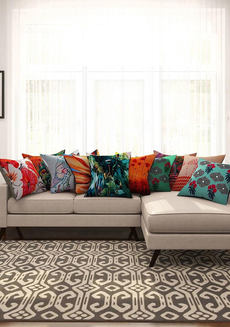 Set Of 10 Printed 16 X 16 Square Cushion Covers