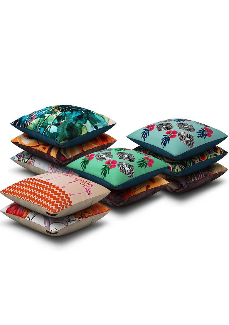 Set Of 10 Printed 16 X 16 Square Cushion Covers