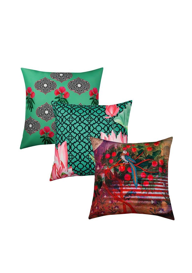Multicoloured Set Of 10 Printed 16 X 16 Square Cushion Covers