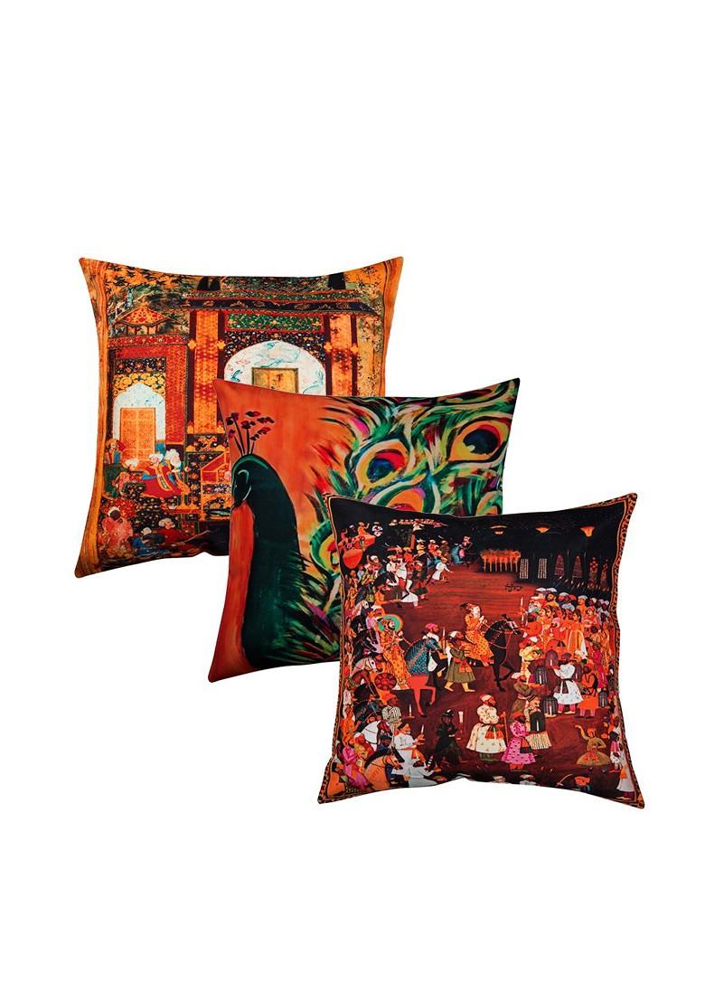 Multicoloured Set Of 10 Printed 16 X 16 Square Cushion Covers