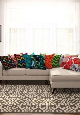 Set Of 10 Printed 16 X 16 Square Cushion Covers