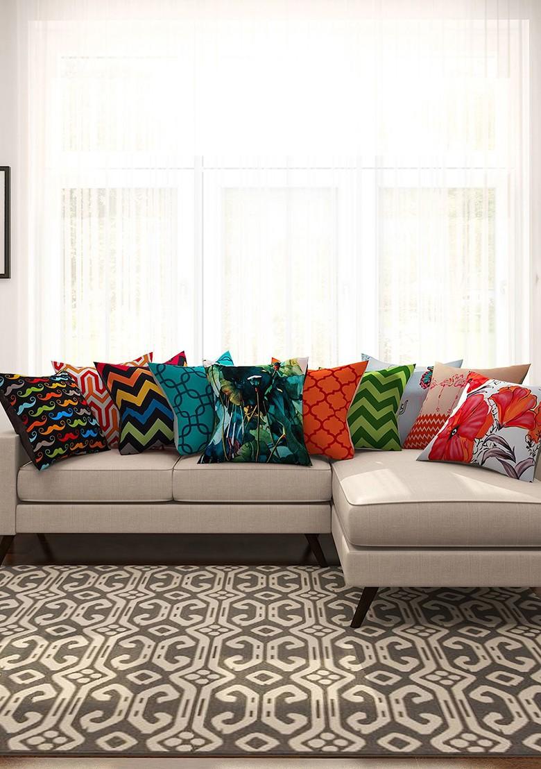 Set Of 10 Printed 16 X 16 Square Cushion Covers