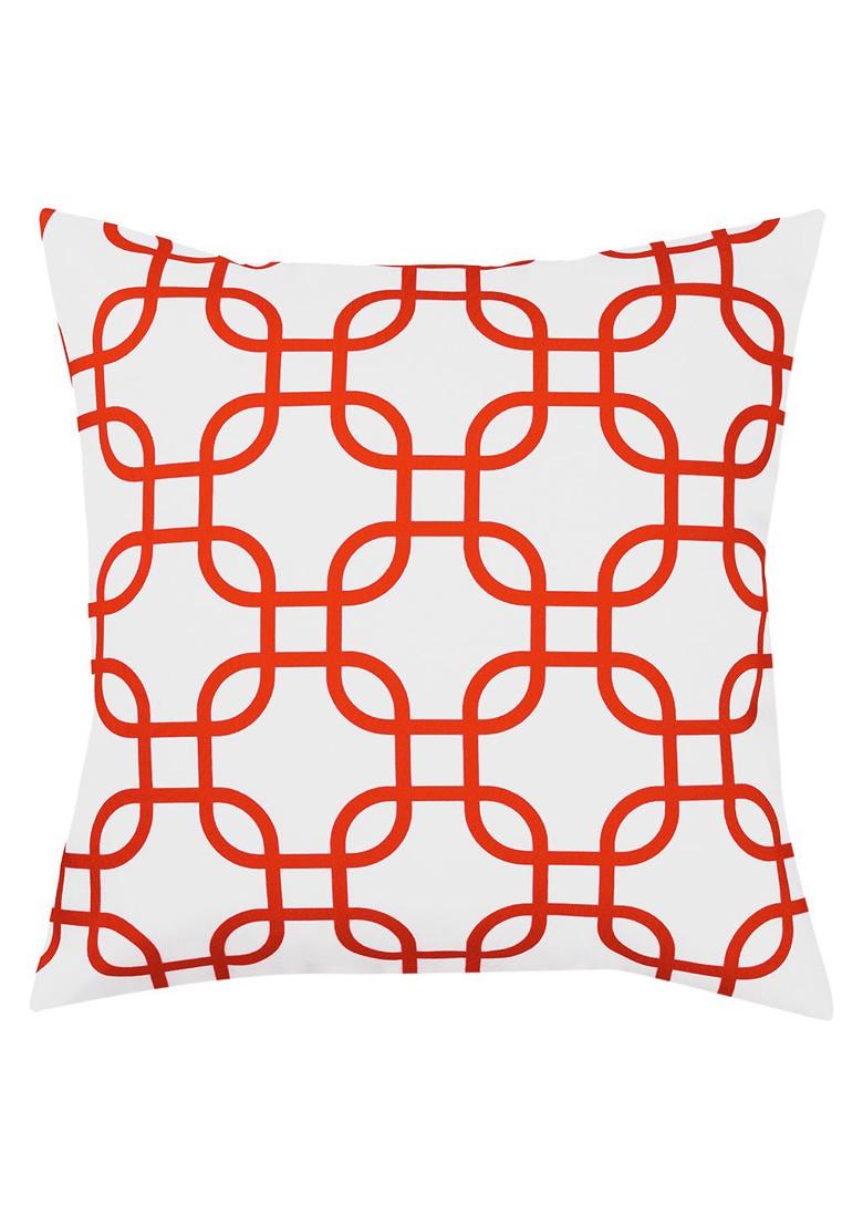 Orange And White Set Of 10 Printed 16 X 16 Square Cushion Covers