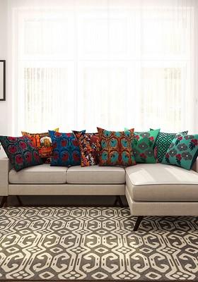 Multicoloured Set Of 8 Printed 16 X 16 Square Cushion Covers