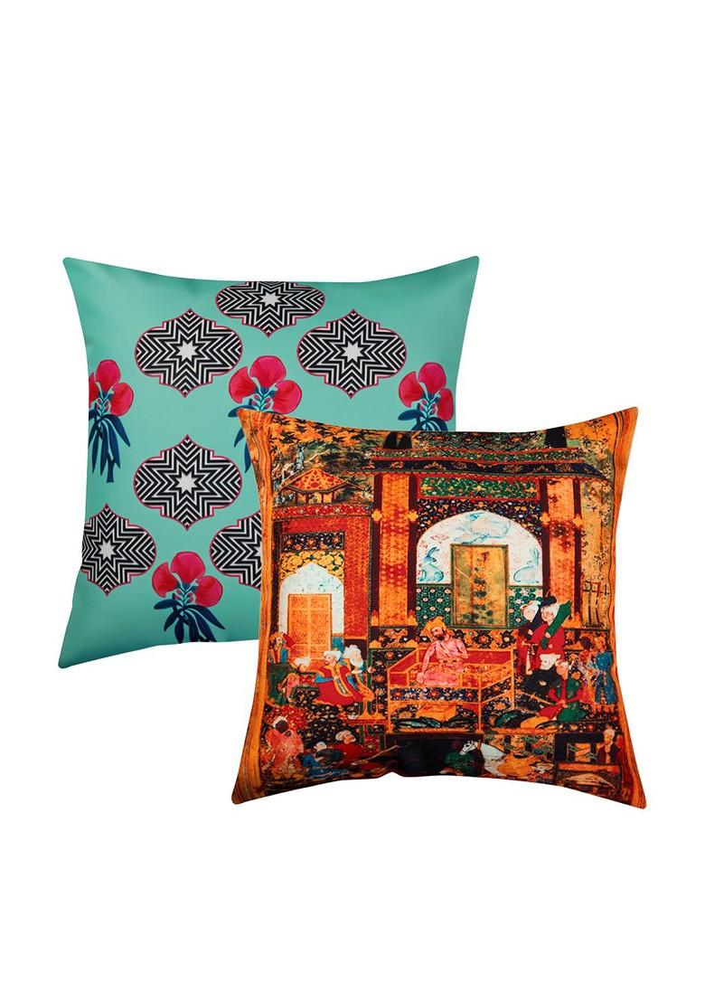 Multicoloured Set Of 8 Printed 16 X 16 Square Cushion Covers