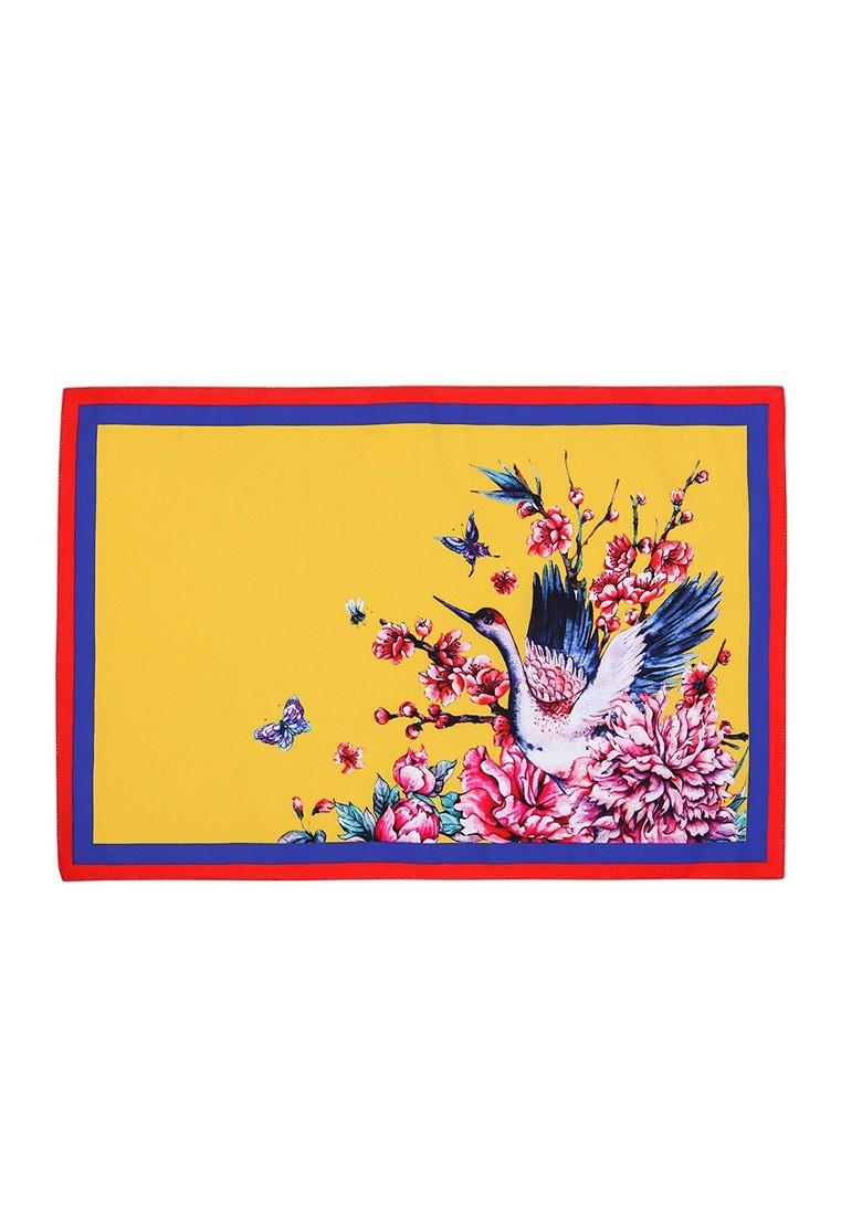 Set Of 7 Blue Printed Table Placemats And Runner