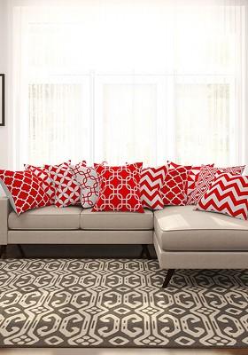 Red And White Set Of 8 16 X 16 Square Cushion Covers