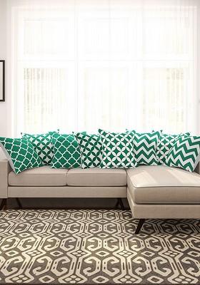Green And White Set Of 8 16 X 16 Square Cushion Covers
