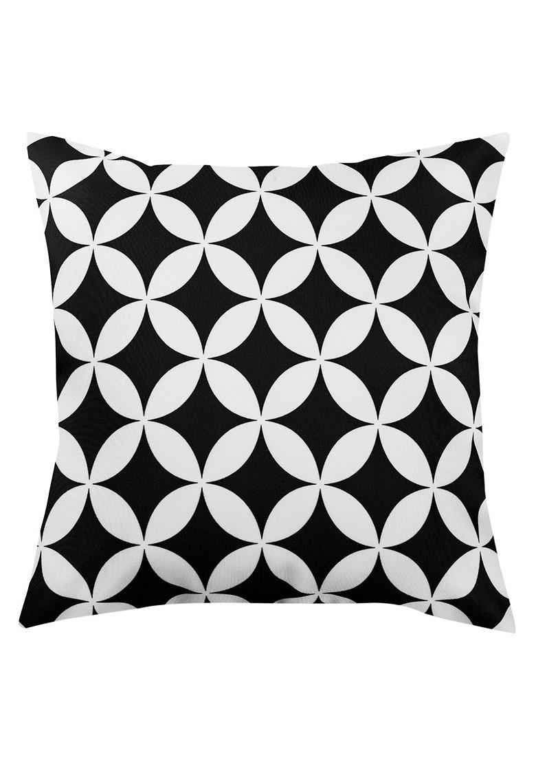 Black And White Set Of 8 Printed 16 X 16 Square Cushion Covers