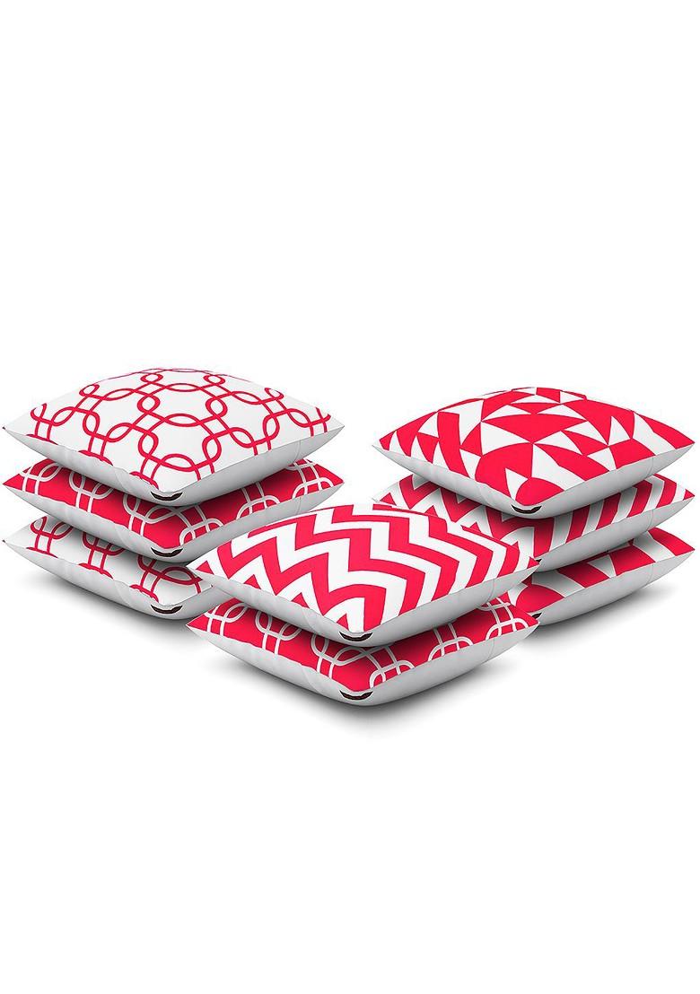 Pink And White Set Of 8 16 X 16 Square Cushion Covers