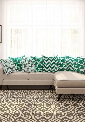 Green And White Set Of 8 16 X 16 Square Cushion Covers