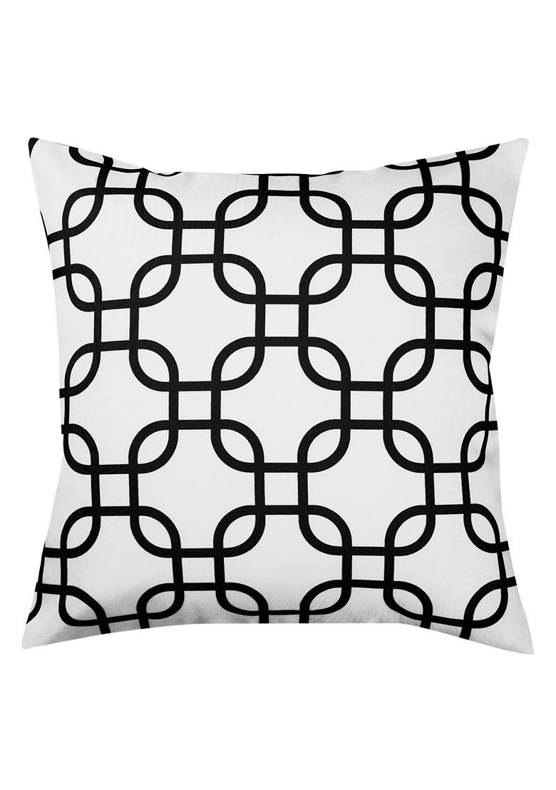 Black And White Set Of 8 Printed 16 X 16 Square Cushion Covers