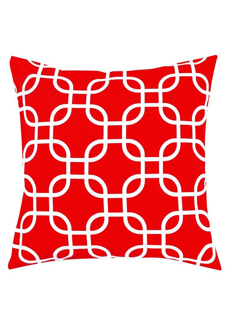 Red And White Set Of 8 Printed 16 X 16 Square Cushion Covers