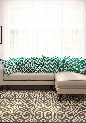 Green And White Set Of 8 16 X 16 Square Cushion Covers