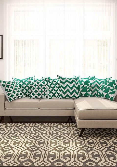 Green And White Set Of 8 16 X 16 Square Cushion Covers