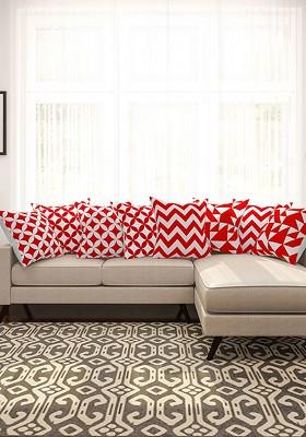 Red And White Set Of 8 16 X 16 Square Cushion Covers