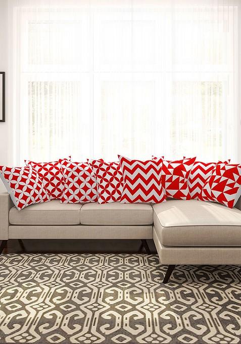 Red And White Set Of 8 16 X 16 Square Cushion Covers