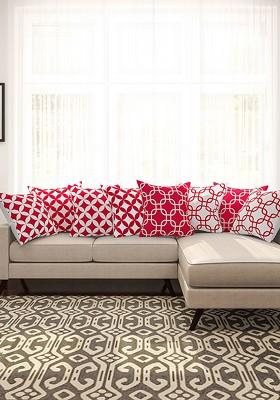 Pink And White Set Of 8 16 X 16 Square Cushion Covers