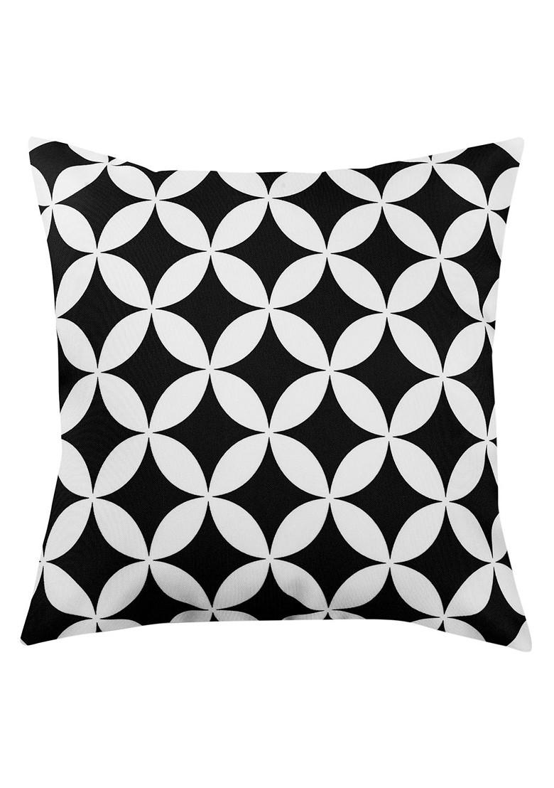 Black And White Set Of 8 Printed 16 X 16 Square Cushion Covers