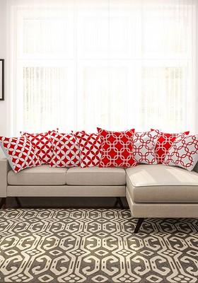 Red And White Set Of 8 16 X 16 Square Cushion Covers