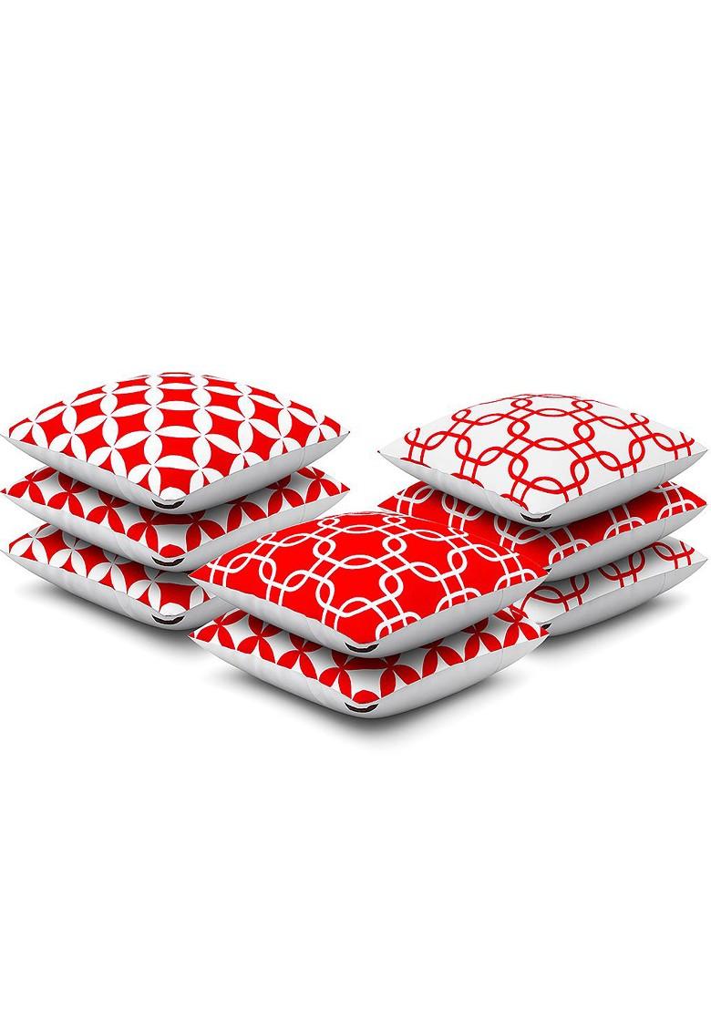 Red And White Set Of 8 16 X 16 Square Cushion Covers