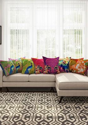 Multicoloured 16 X 16 Set Of 8 Square Cushion Covers