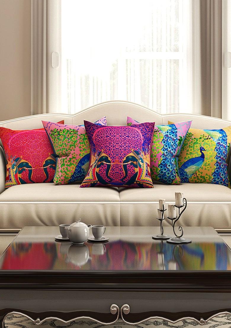 Multicoloured Set Of 5 16 X 16 Square Cushion Covers