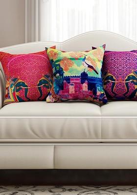 Multicoloured Set Of 3 16 X 16 Square Cushion Covers