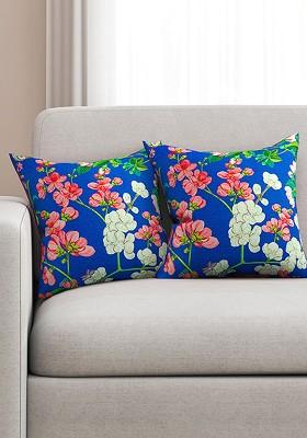 Blue Set Of 2 16 X 16 Square Cushion Covers