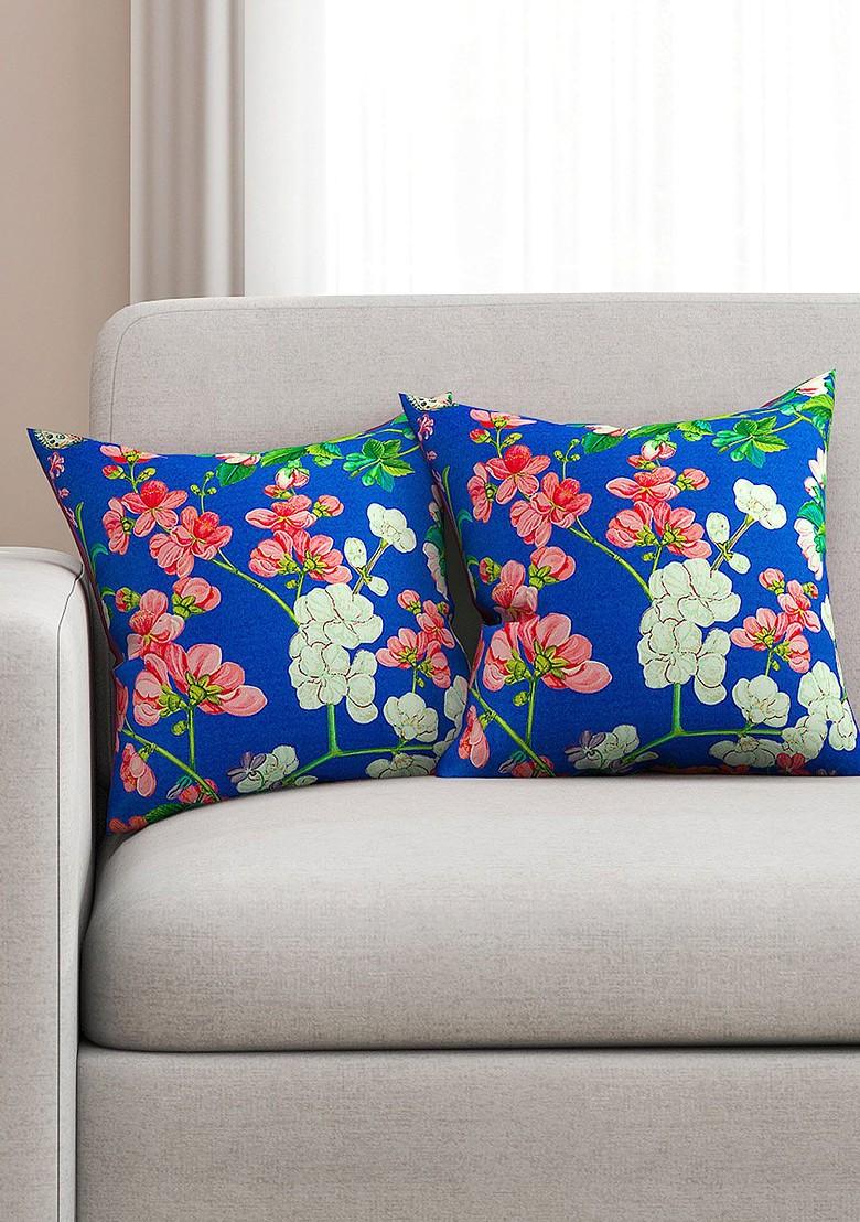 Blue Set Of 2 16 X 16 Square Cushion Covers