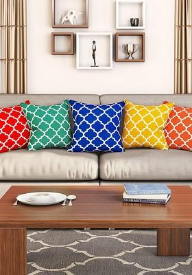 Multicoloured Set Of 5 16 X 16 Square Cushion Covers