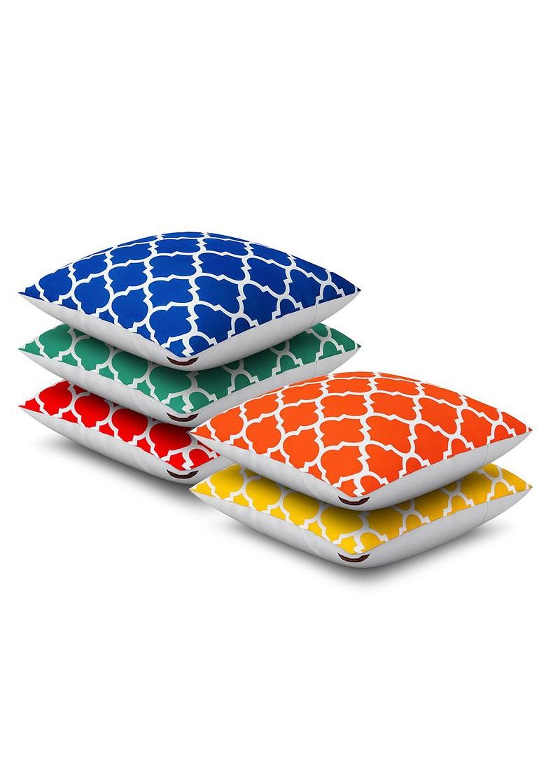 Multicoloured Set Of 5 16 X 16 Square Cushion Covers