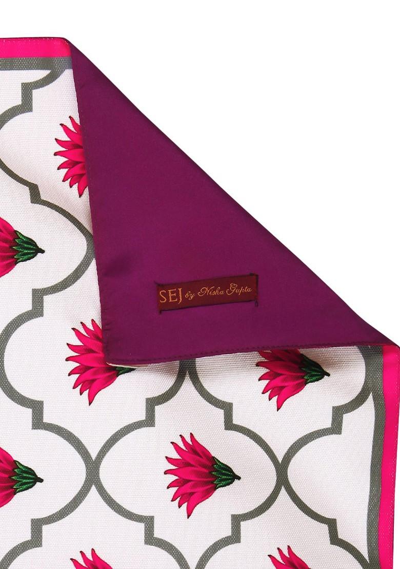 Pink And Grey Printed Table Runner