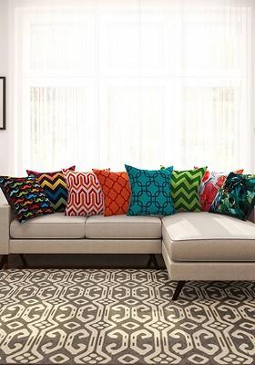 Multicoloured Set Of 8 Printed 16 X 16 Square Cushion Covers