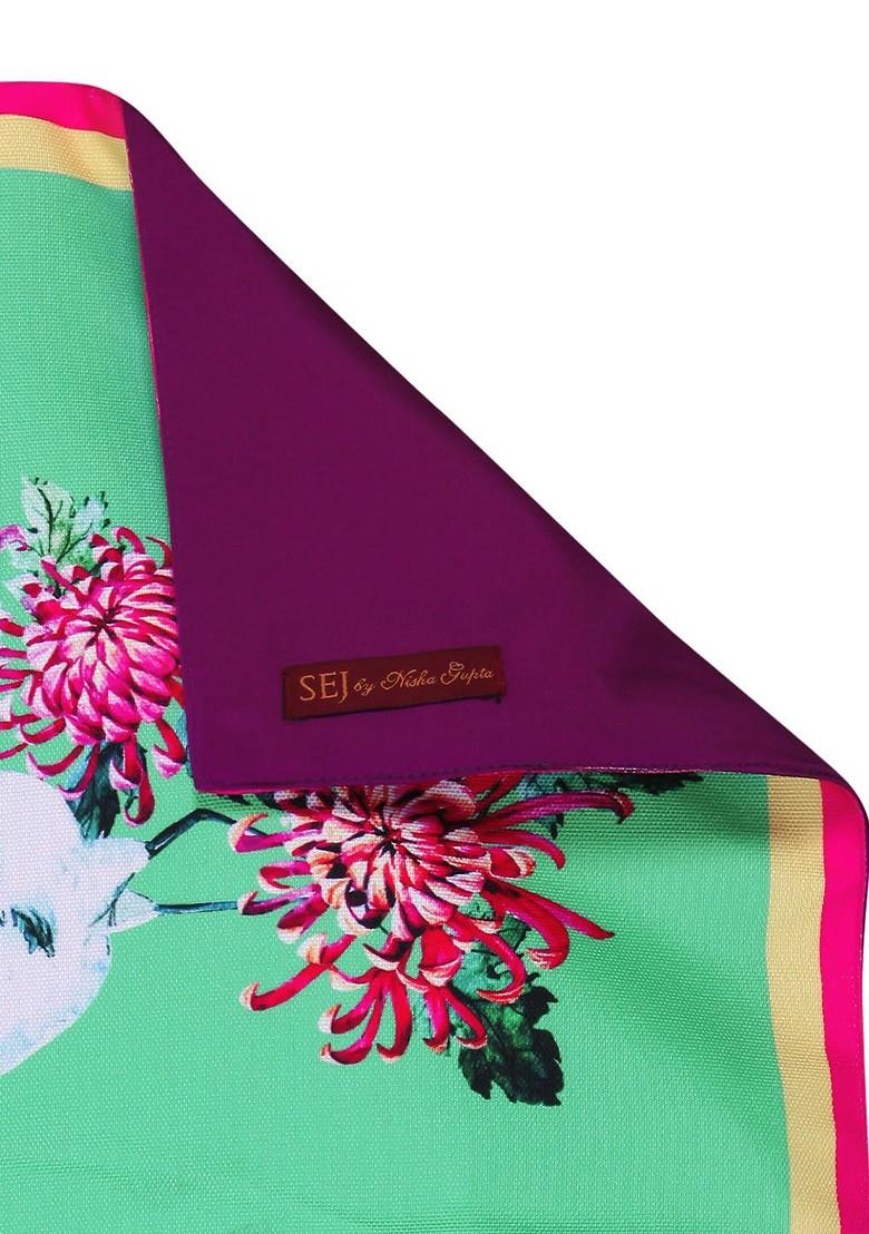 Green And Pink Printed Table Runner