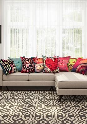 Multicoloured 16 X 16 Set Of 8 Square Cushion Covers
