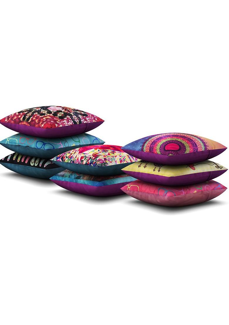 Multicoloured 16 X 16 Set Of 8 Square Cushion Covers